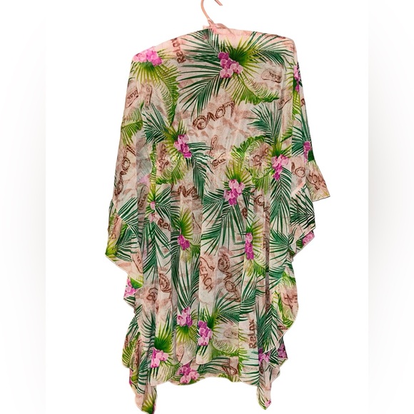 Betsey Johnson Striped Chiffon Ruffle-Cuff Caftan (Multi, XS/S) - Picture 2 of 6